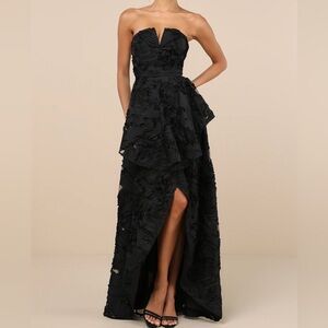 Lulu's Black Strapless Layered Dress